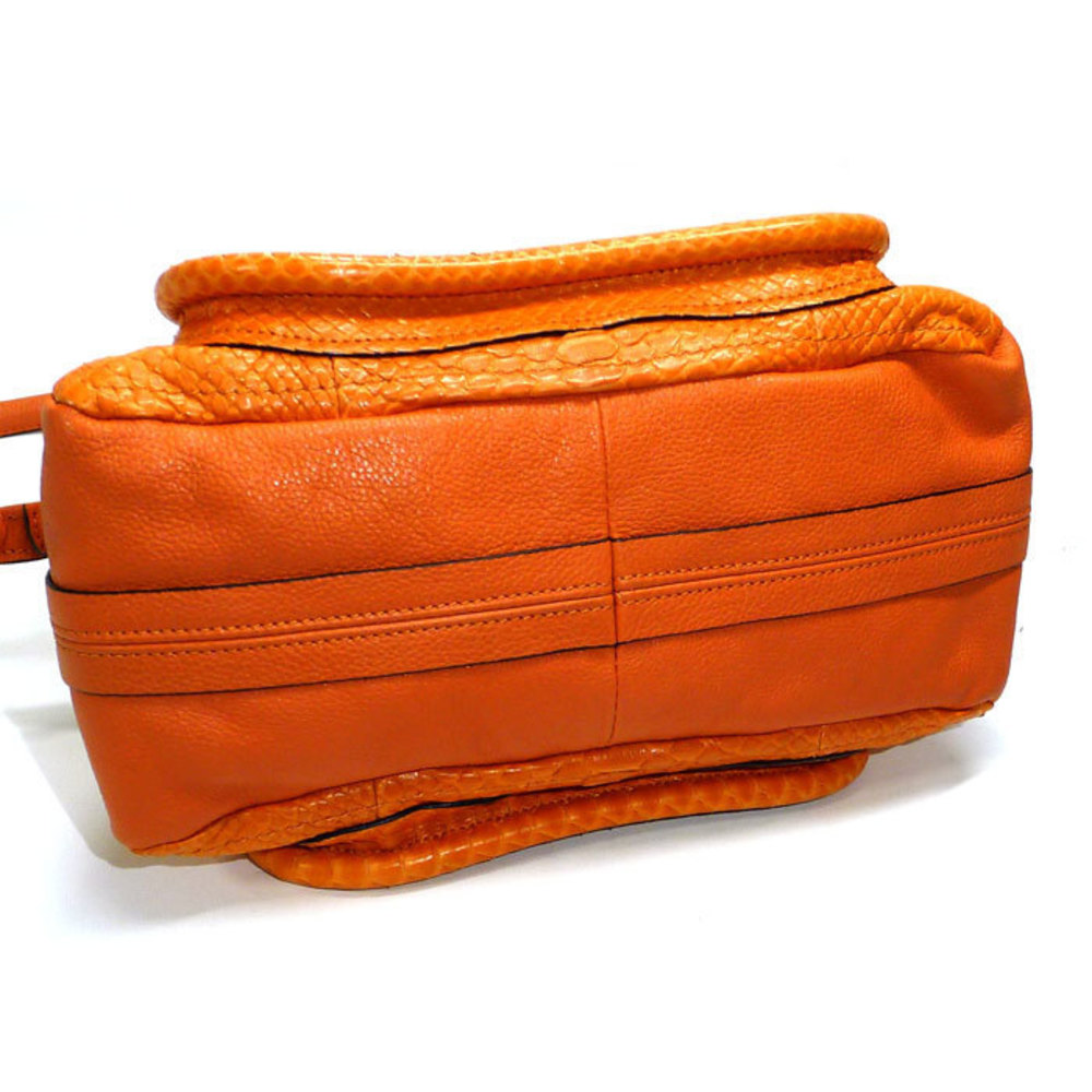 Chloe 2way Python Parati Shoulder Leather Orange … - image 3